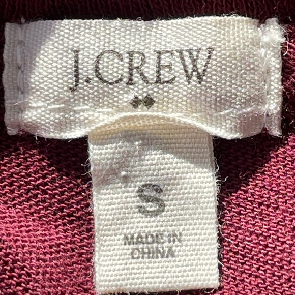 Burgundy Lace Crochet Hem Long Sleeve Cotton Top J.Crew Size S Vintage Style - Picture 5 of 11